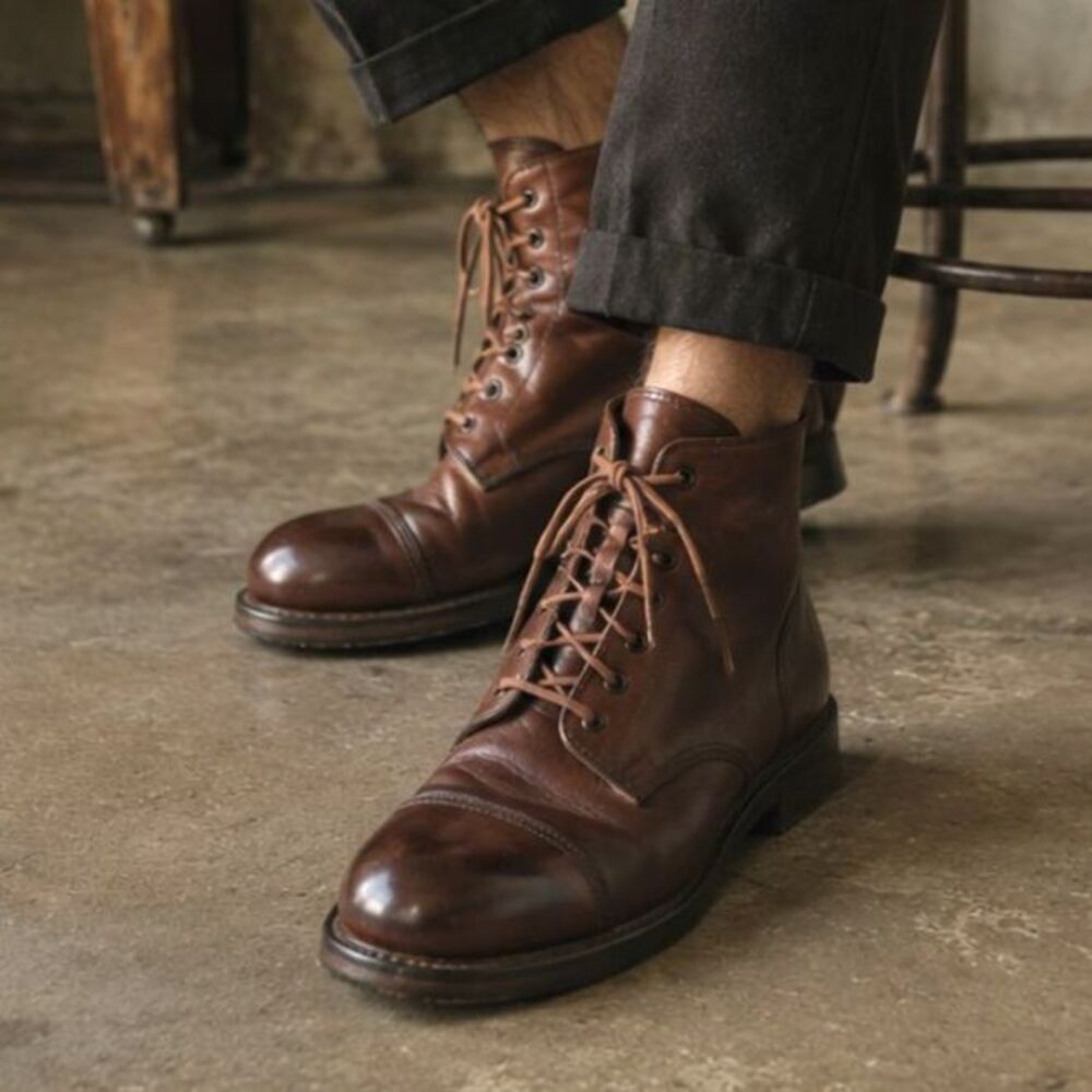 Officine Creative Brown Leather Lace Up Boots Shoes   Mens Size 11
